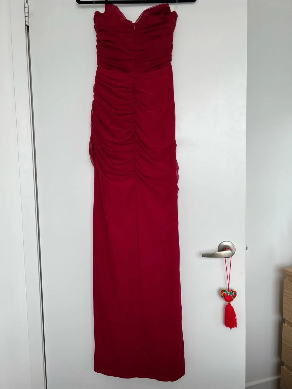 Ruched Wine Red Maxi Dress - Picture 4 of 5